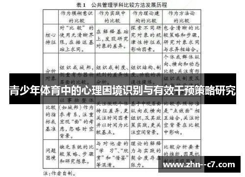 青少年体育中的心理困境识别与有效干预策略研究